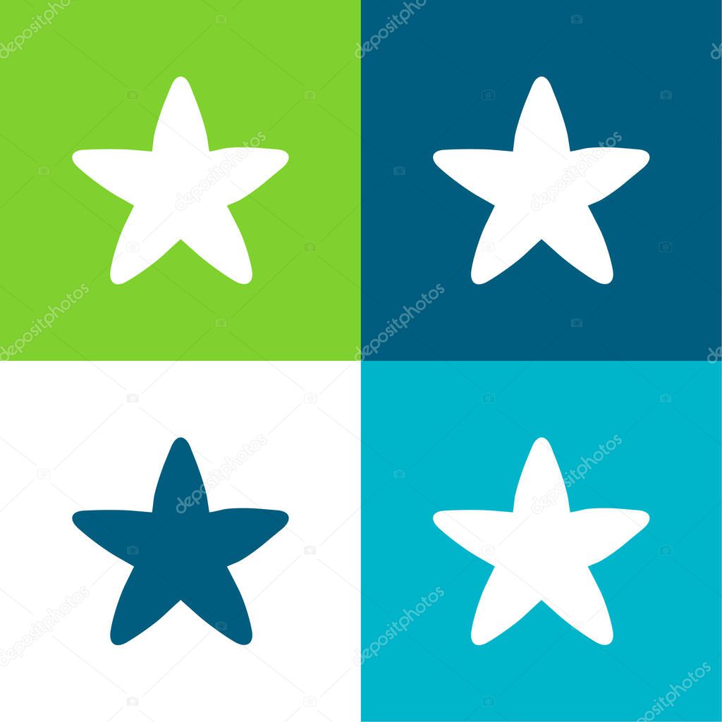 Black Rounded Star Flat four color minimal icon set