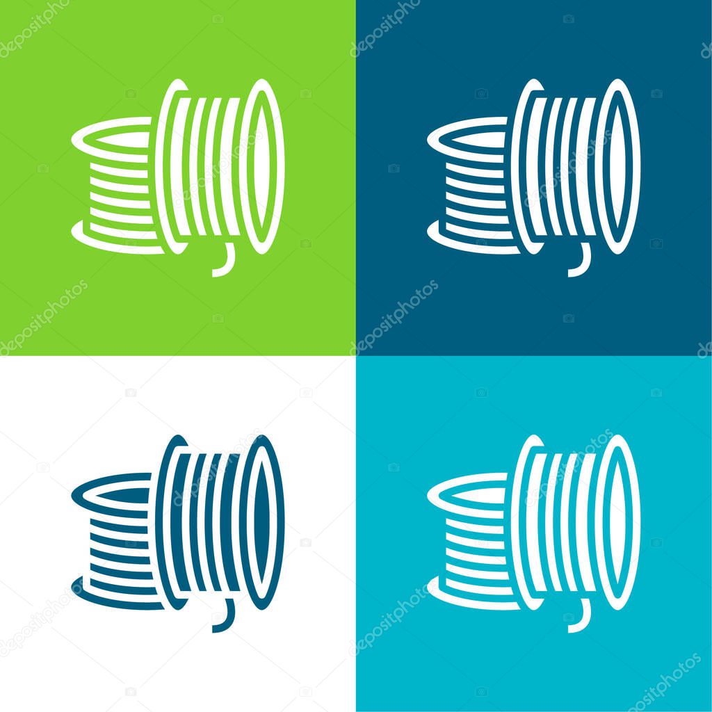 3d Printing Filament Flat four color minimal icon set