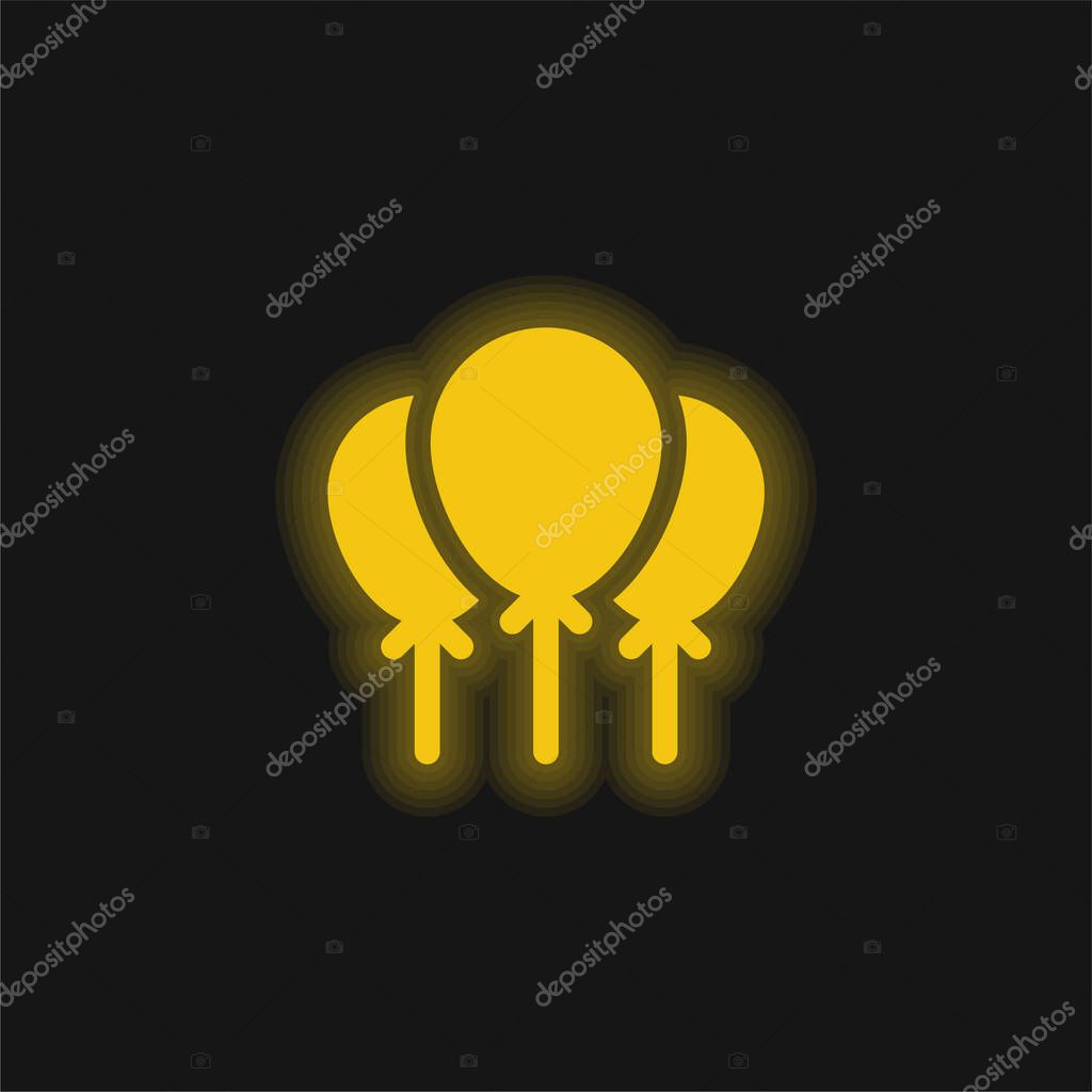 Balloon yellow glowing neon icon