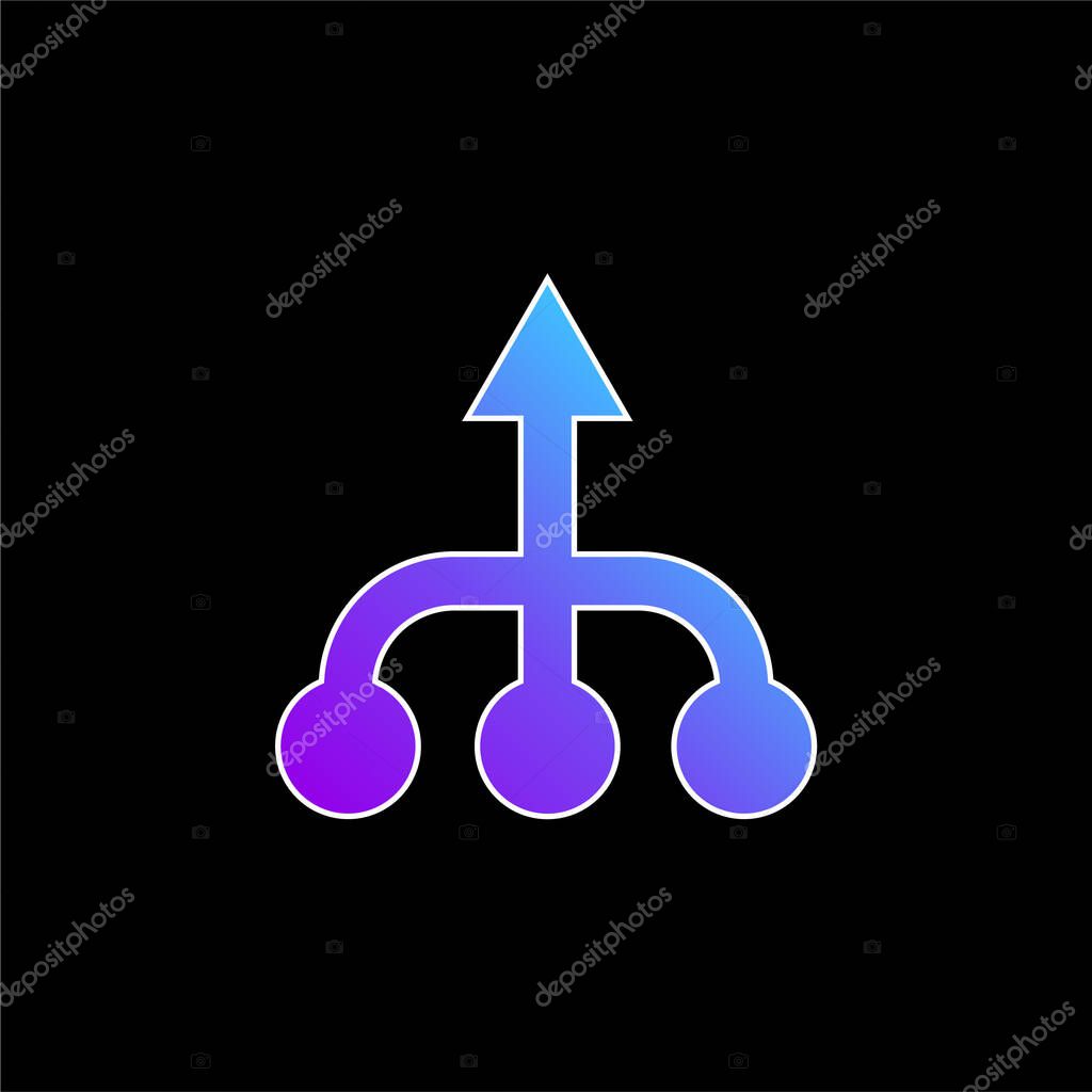 Ascending Arrow Symbol With Three Circles blue gradient vector icon