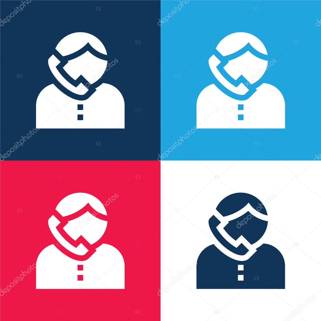 Boy blue and red four color minimal icon set