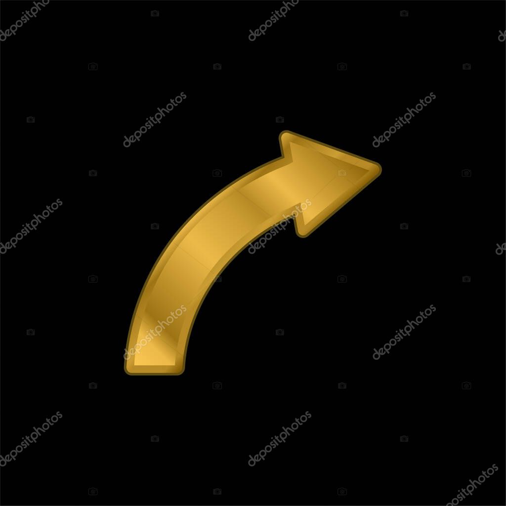 Ascending Arrow gold plated metalic icon or logo vector
