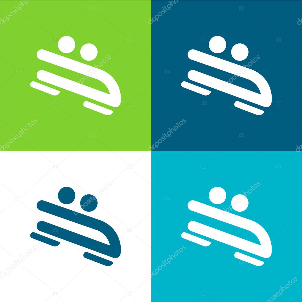 Bobsled Flat four color minimal icon set