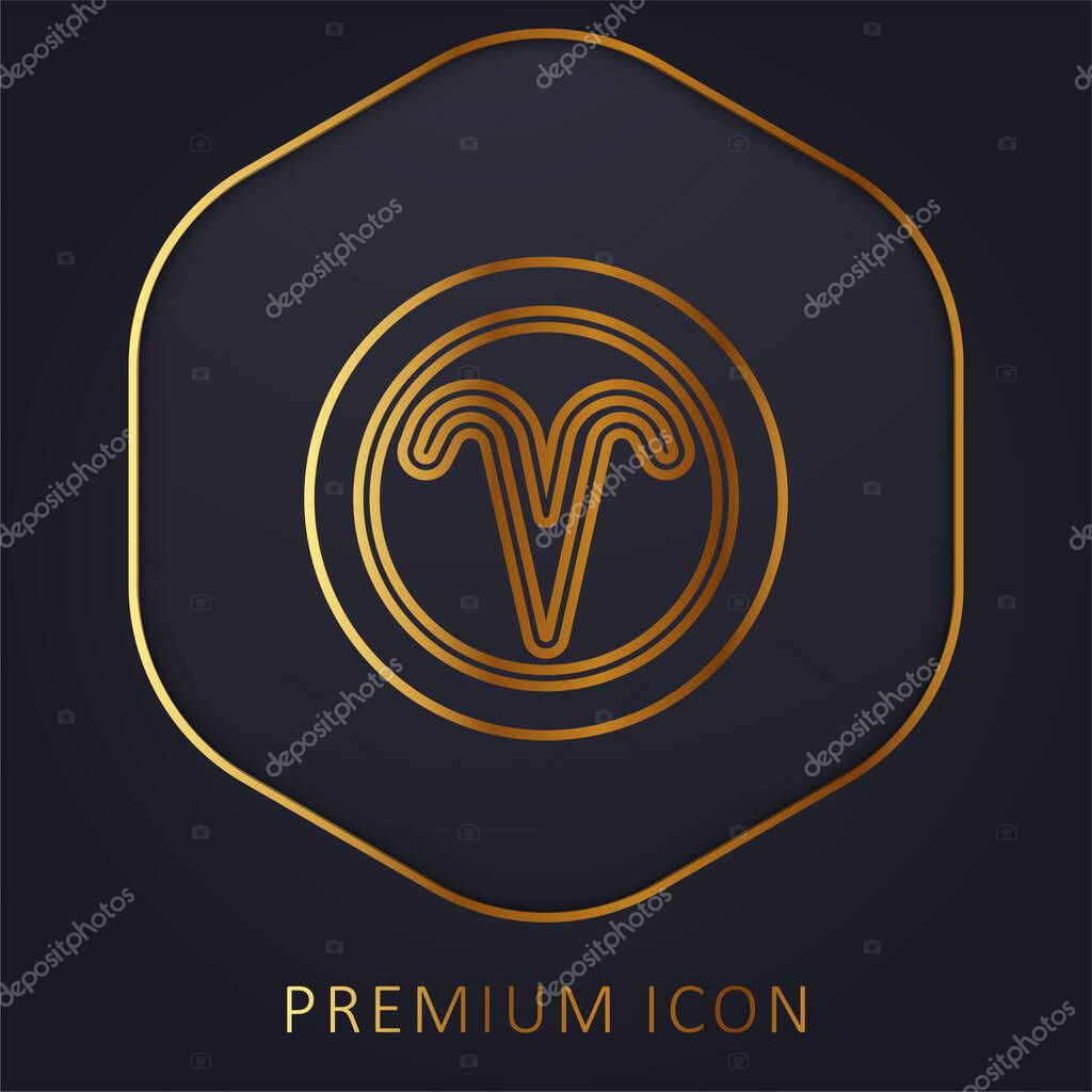 Aries golden line premium logo or icon