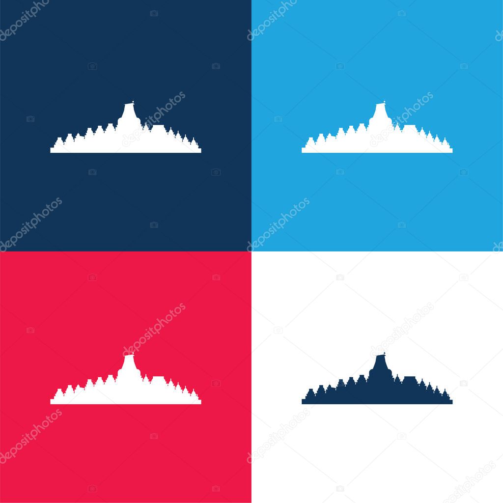 Borobudur blue and red four color minimal icon set