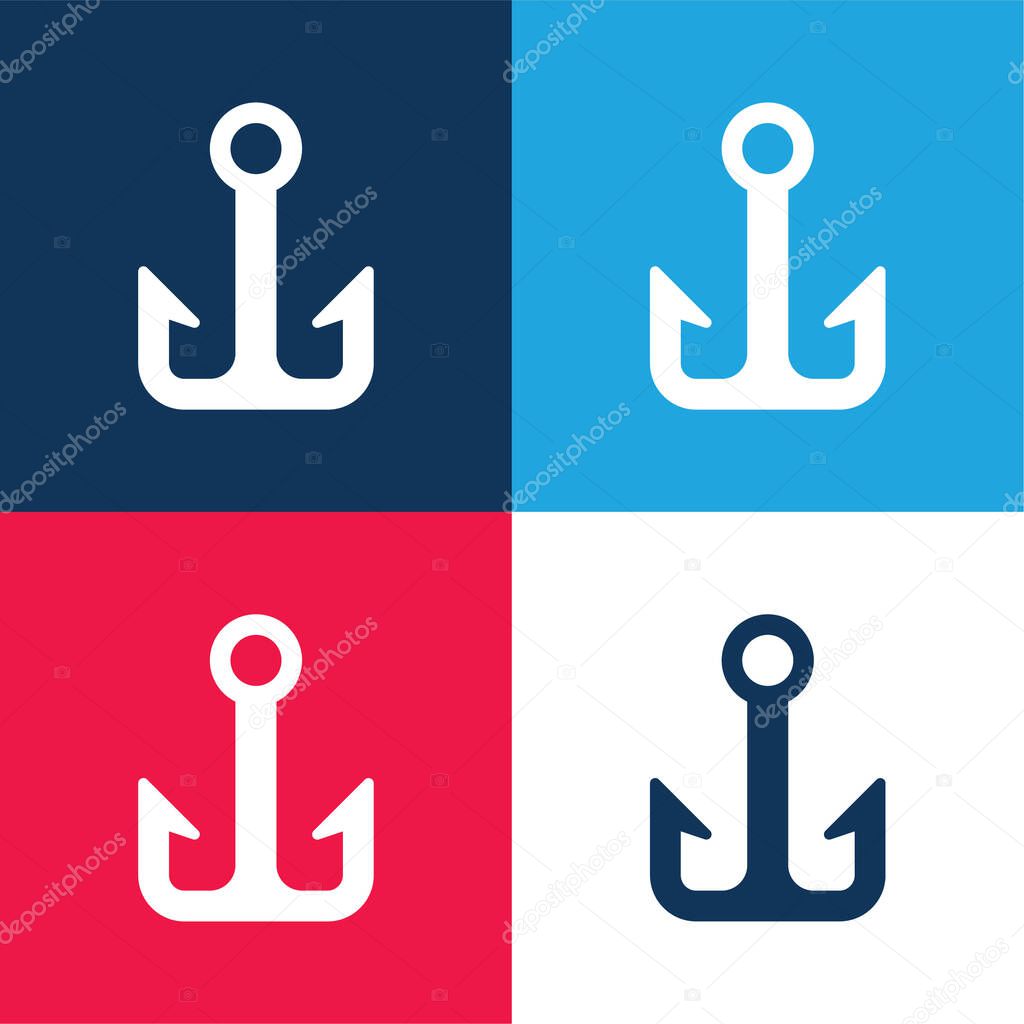 Anchor blue and red four color minimal icon set
