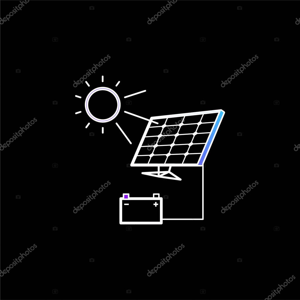 Battery Charging With Solar Panel blue gradient vector icon