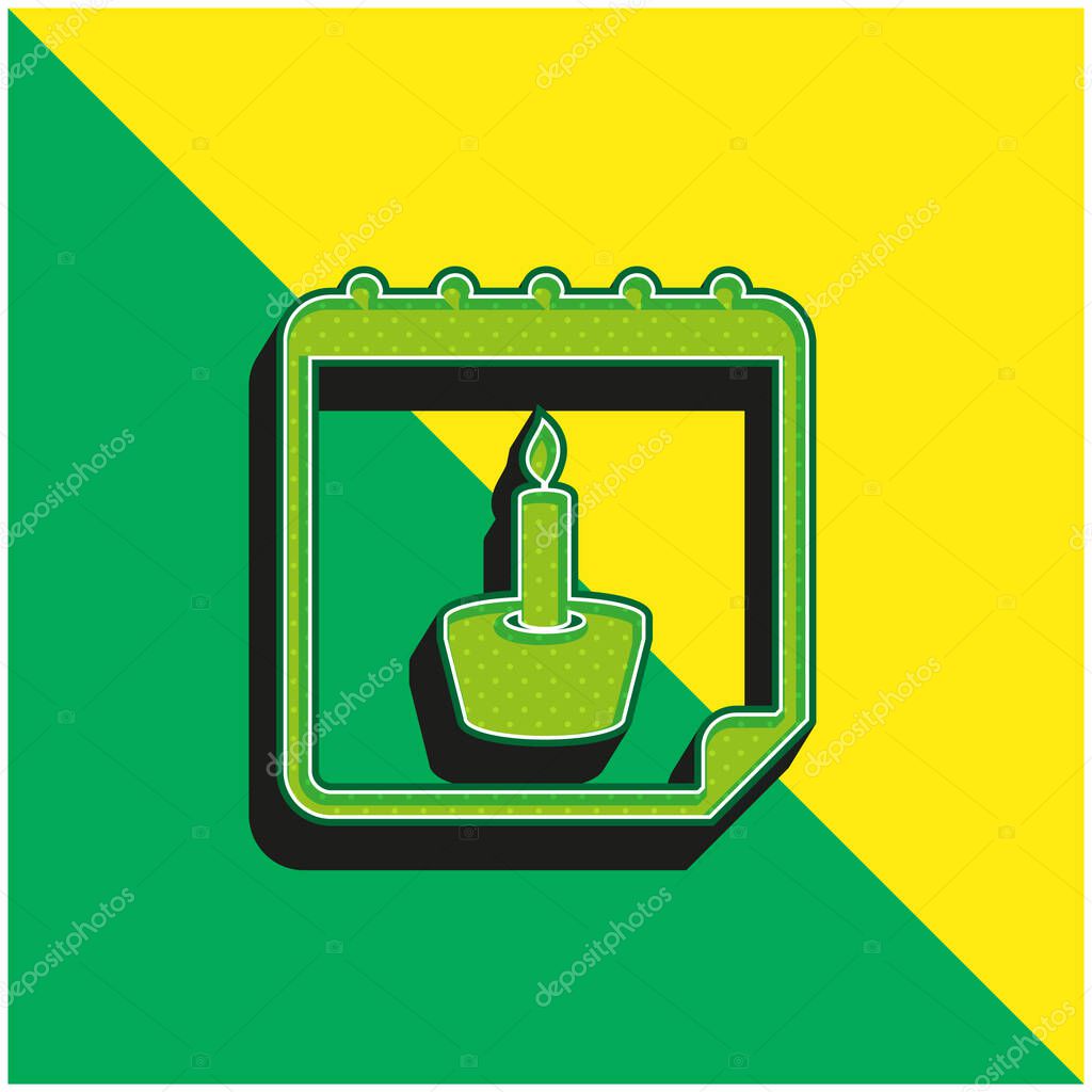 Birthday Reminder Green and yellow modern 3d vector icon logo