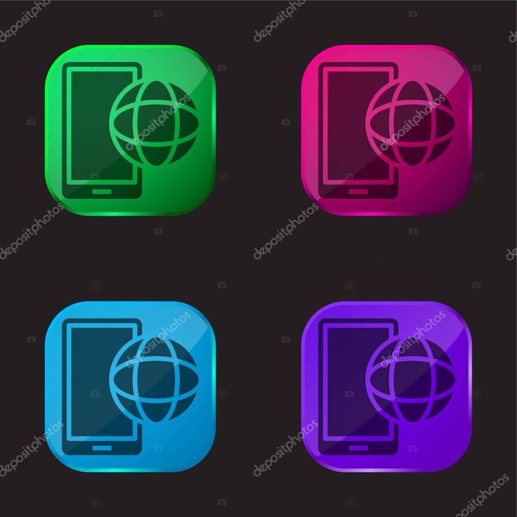 App four color glass button icon