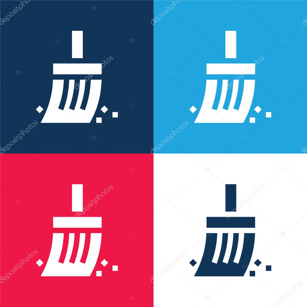 Archeology blue and red four color minimal icon set