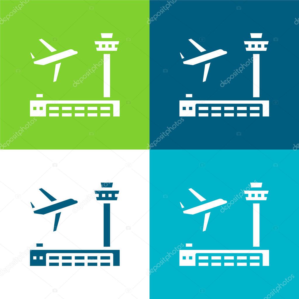 Airport Flat four color minimal icon set