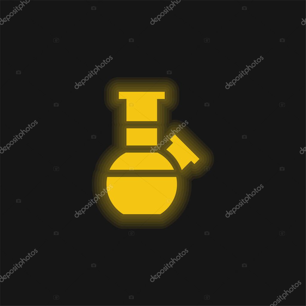 Bong yellow glowing neon icon