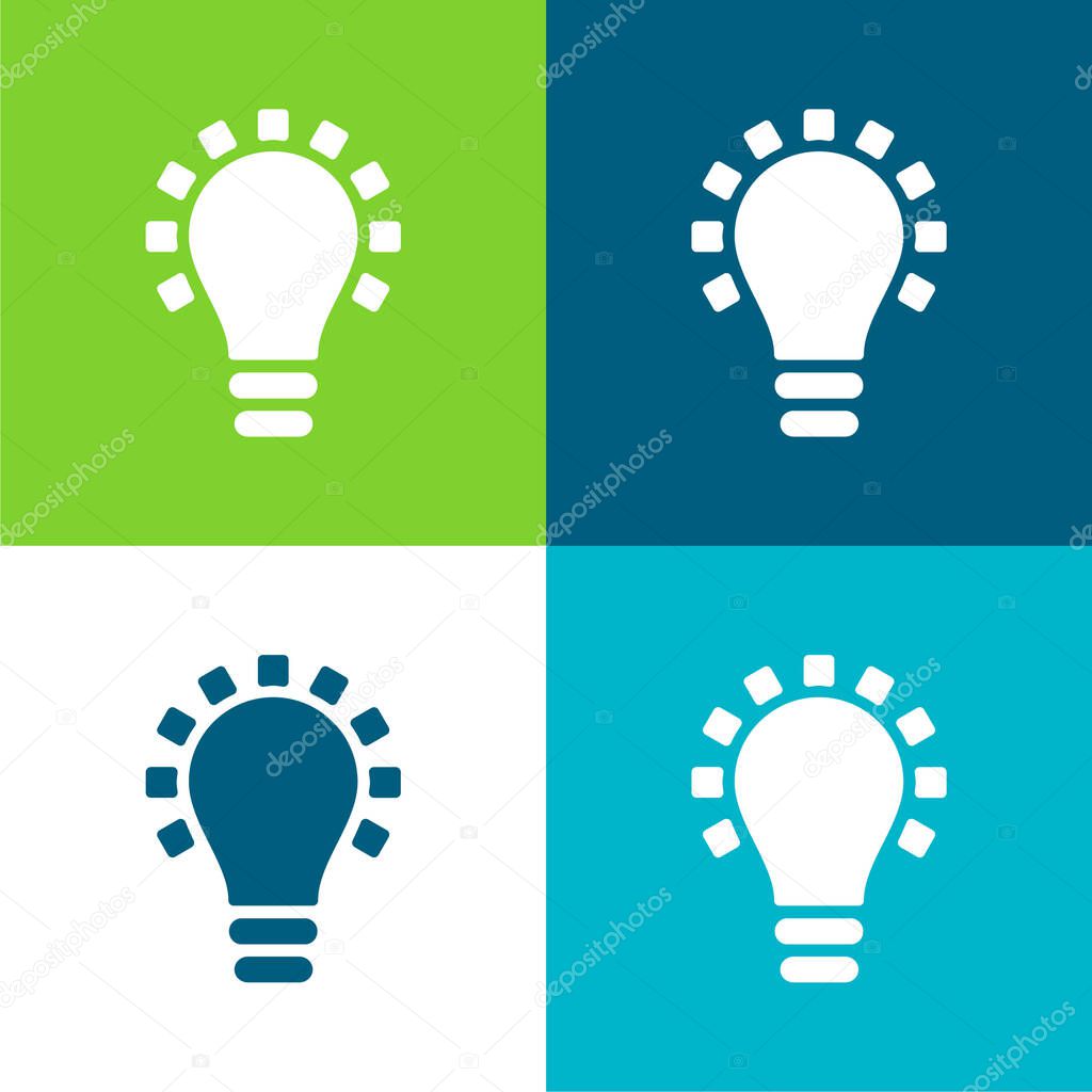 Black Lightbulb Creativity Symbol Flat four color minimal icon set