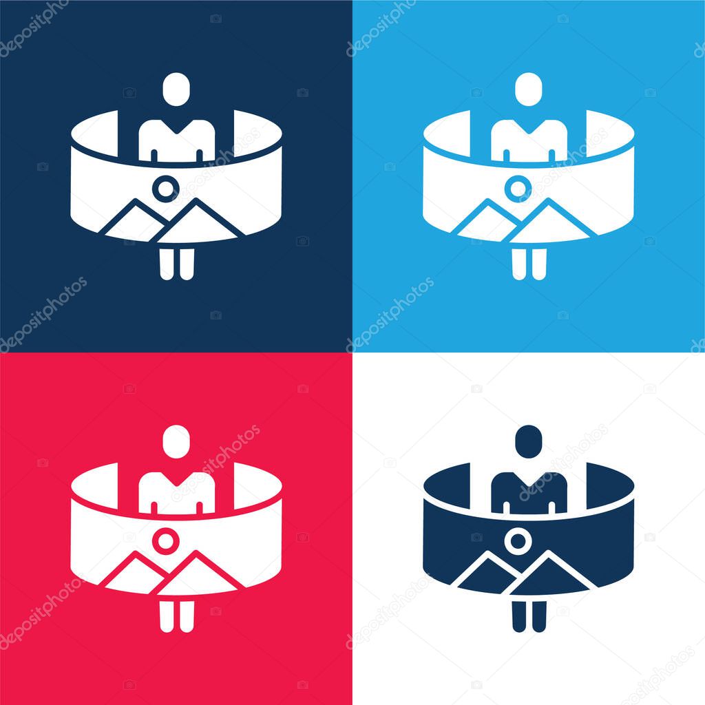360 blue and red four color minimal icon set