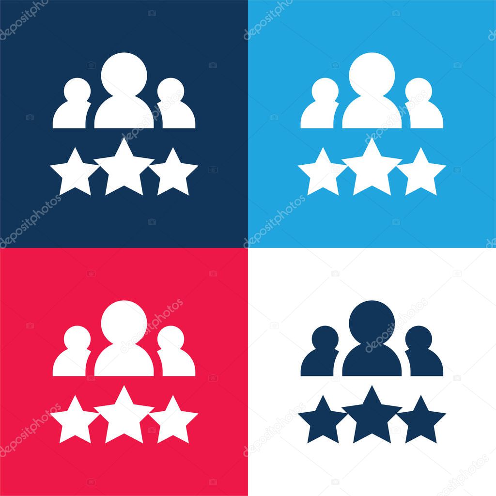 Best Employee blue and red four color minimal icon set
