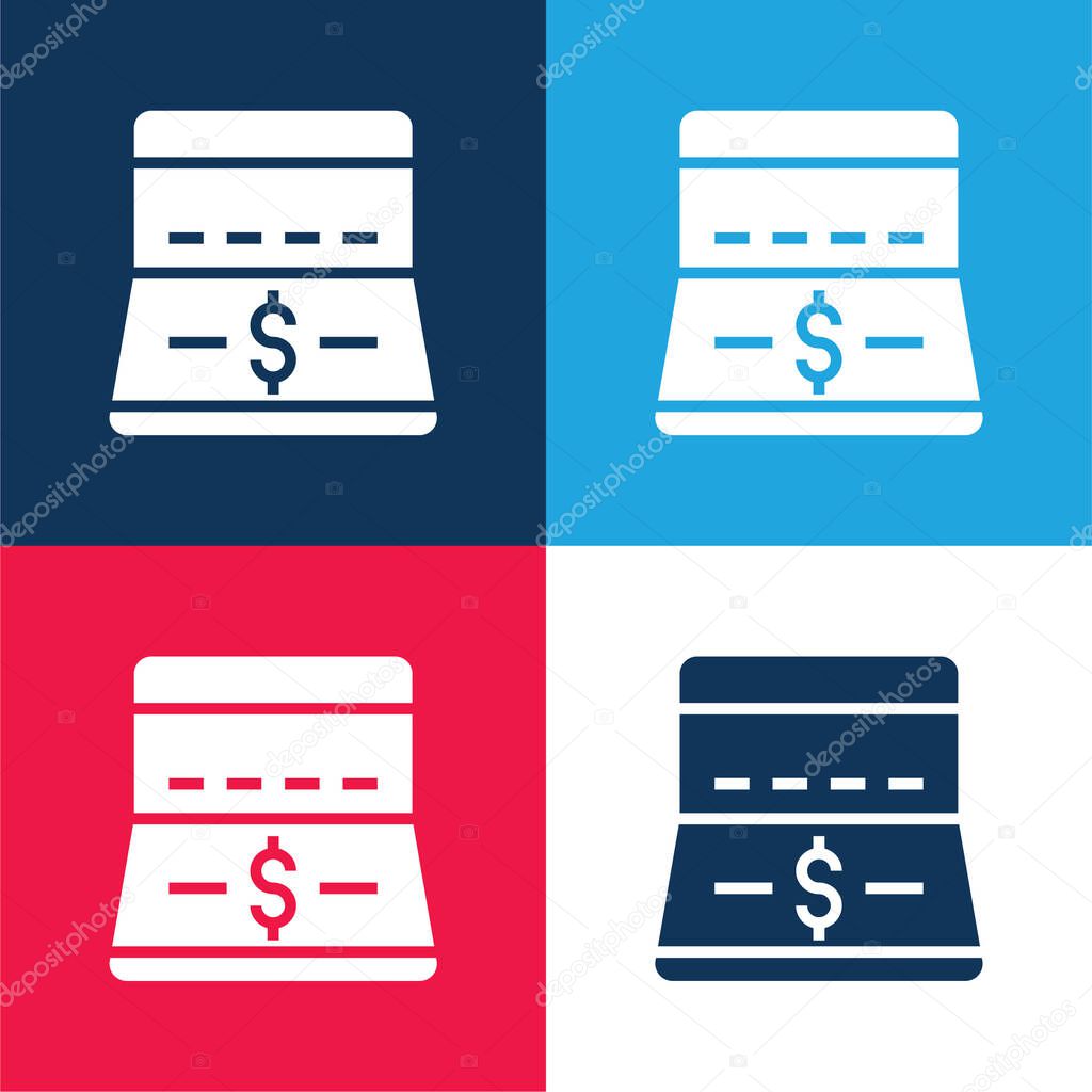 Bank blue and red four color minimal icon set