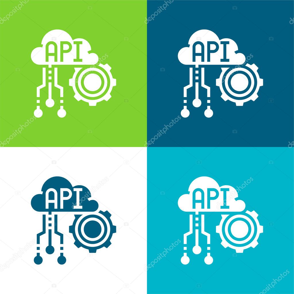 Api Flat four color minimal icon set