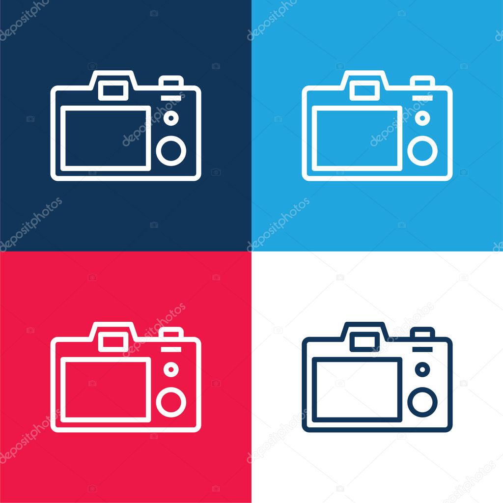 Back Camera blue and red four color minimal icon set