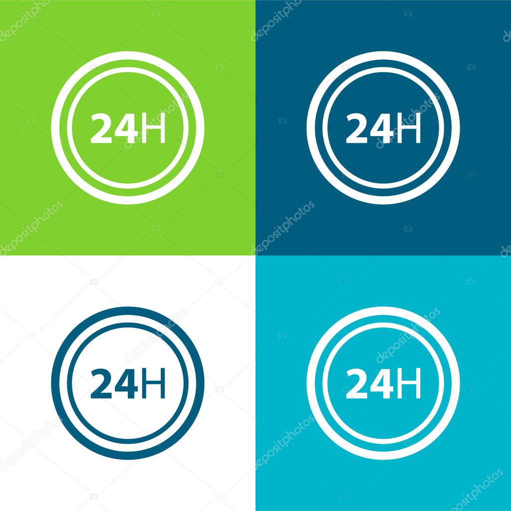 24 Hours Flat four color minimal icon set
