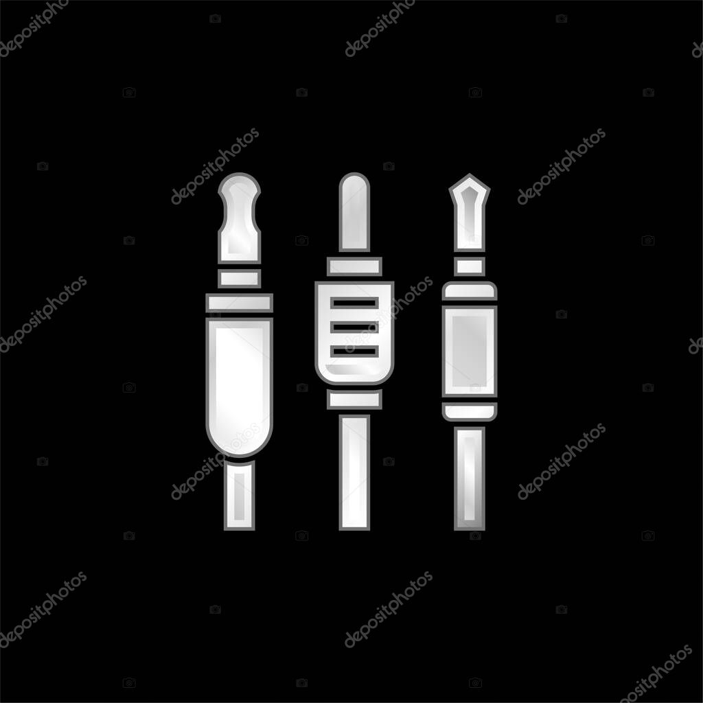 Audio Jack silver plated metallic icon