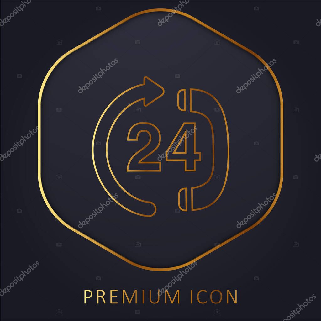 24 Hour Calling Service Center golden line premium logo or icon