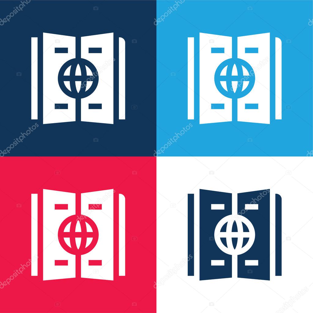 Atlas blue and red four color minimal icon set