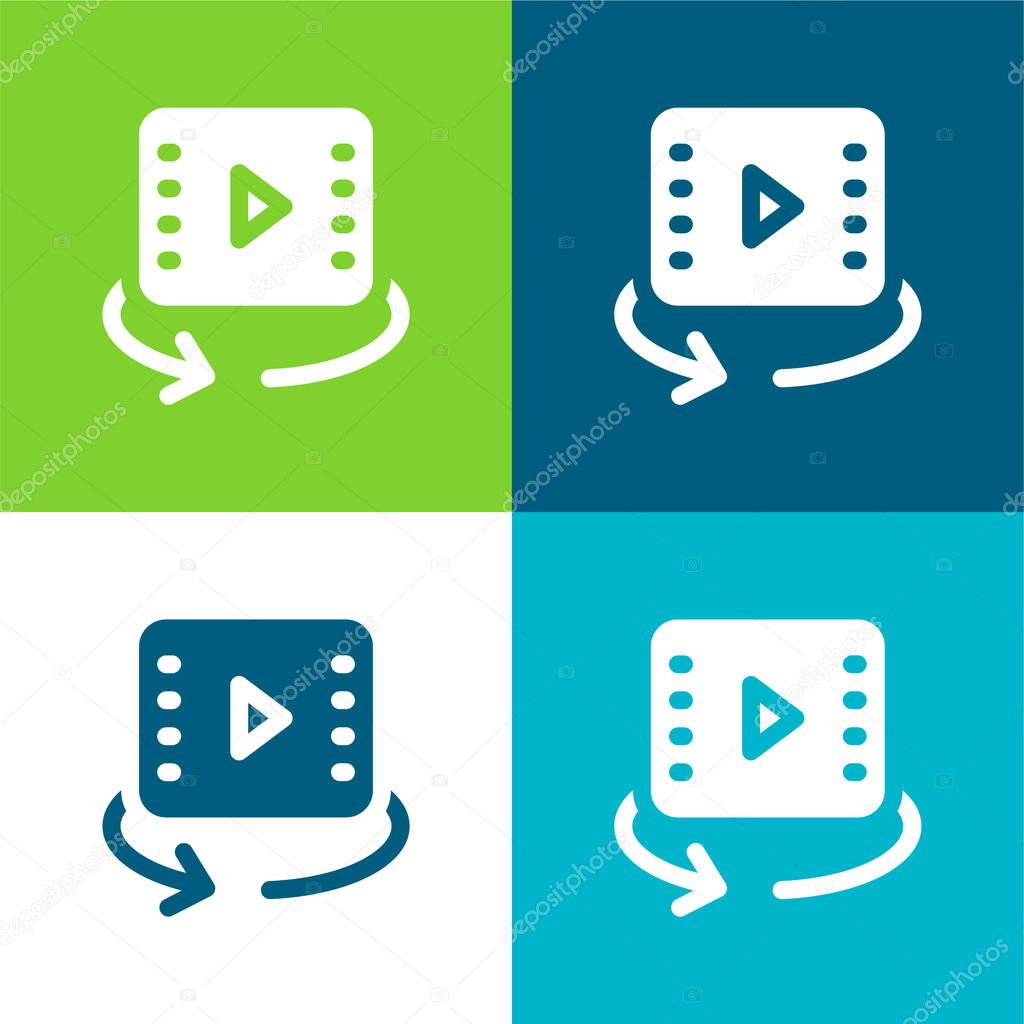 360 Video Flat four color minimal icon set