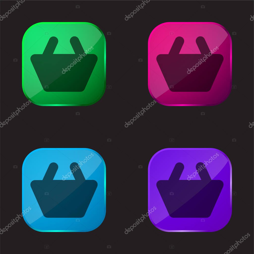 Basket Black Shape four color glass button icon