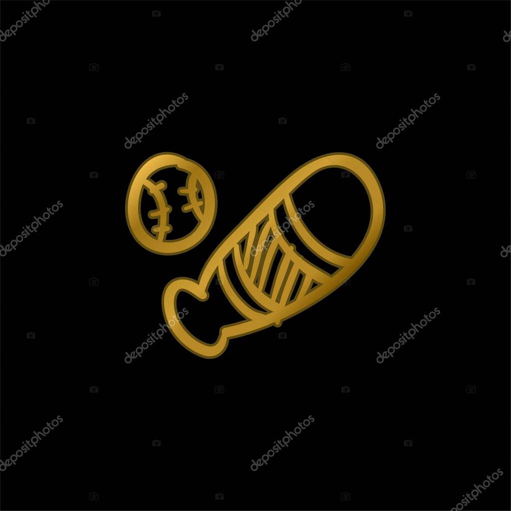 Baseball Toy Kit gold plated metalic icon or logo vector