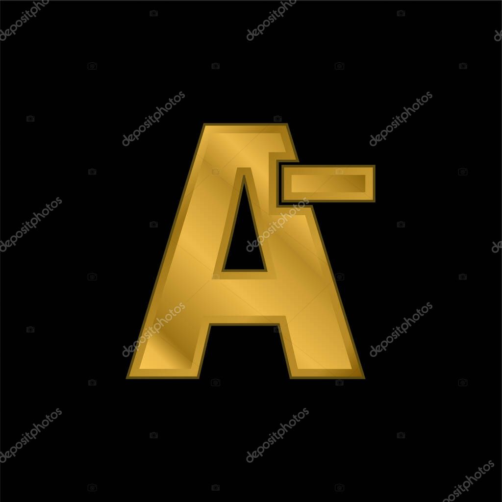 A Minus Test Symbol gold plated metalic icon or logo vector