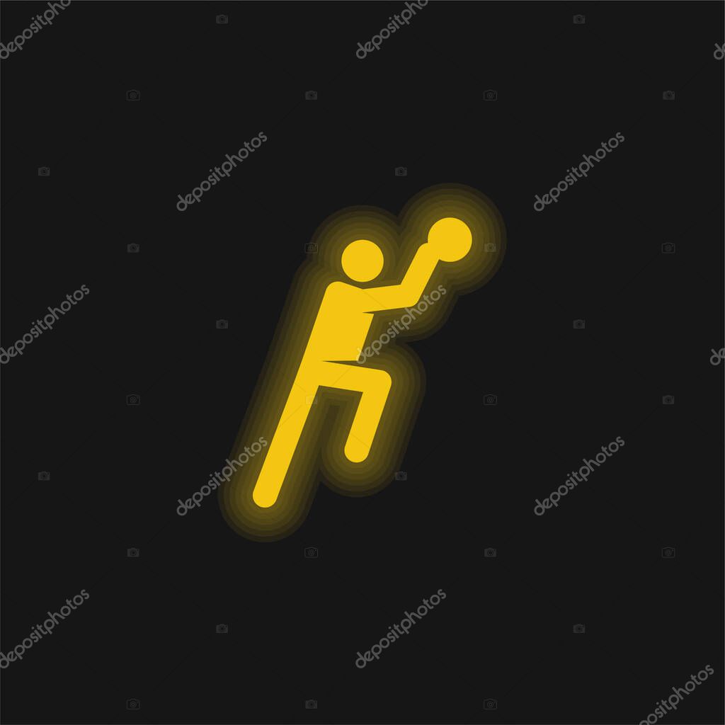 Basketball Player yellow glowing neon icon