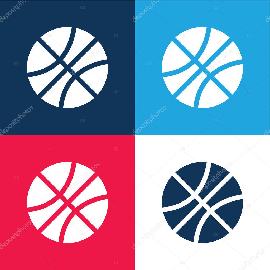 Basketball blue and red four color minimal icon set