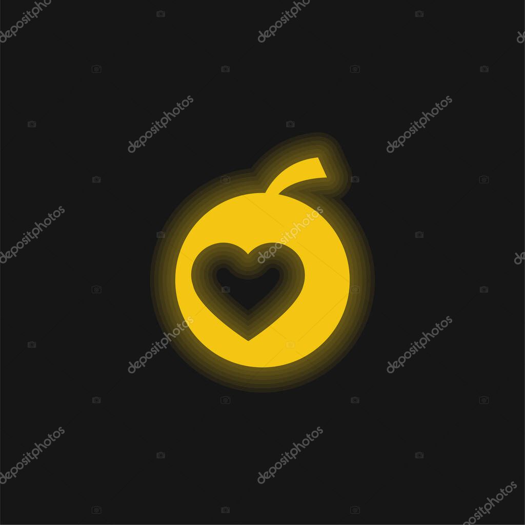 Apple yellow glowing neon icon