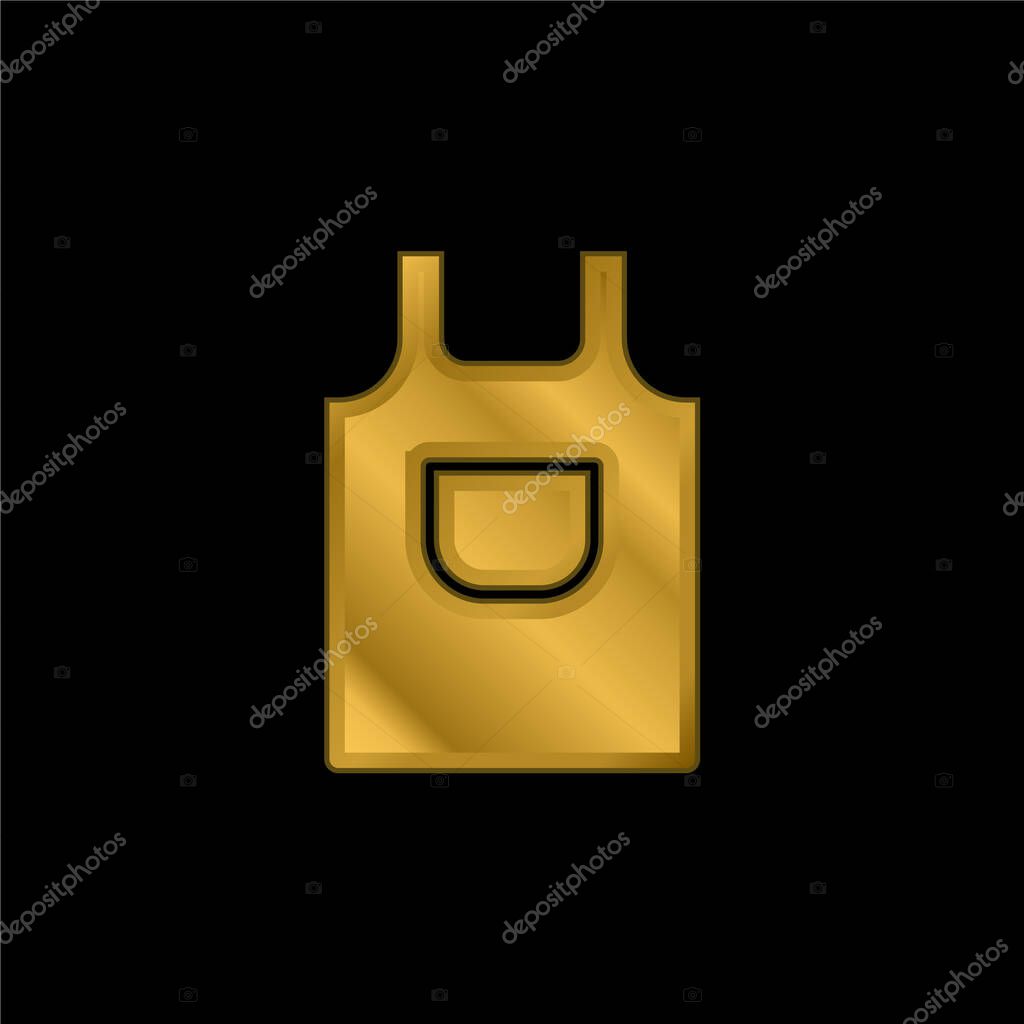 Apron gold plated metalic icon or logo vector