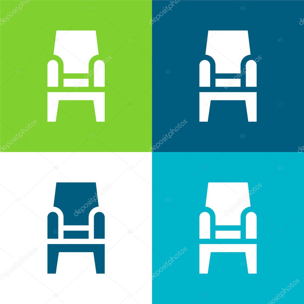 Armchair Flat four color minimal icon set