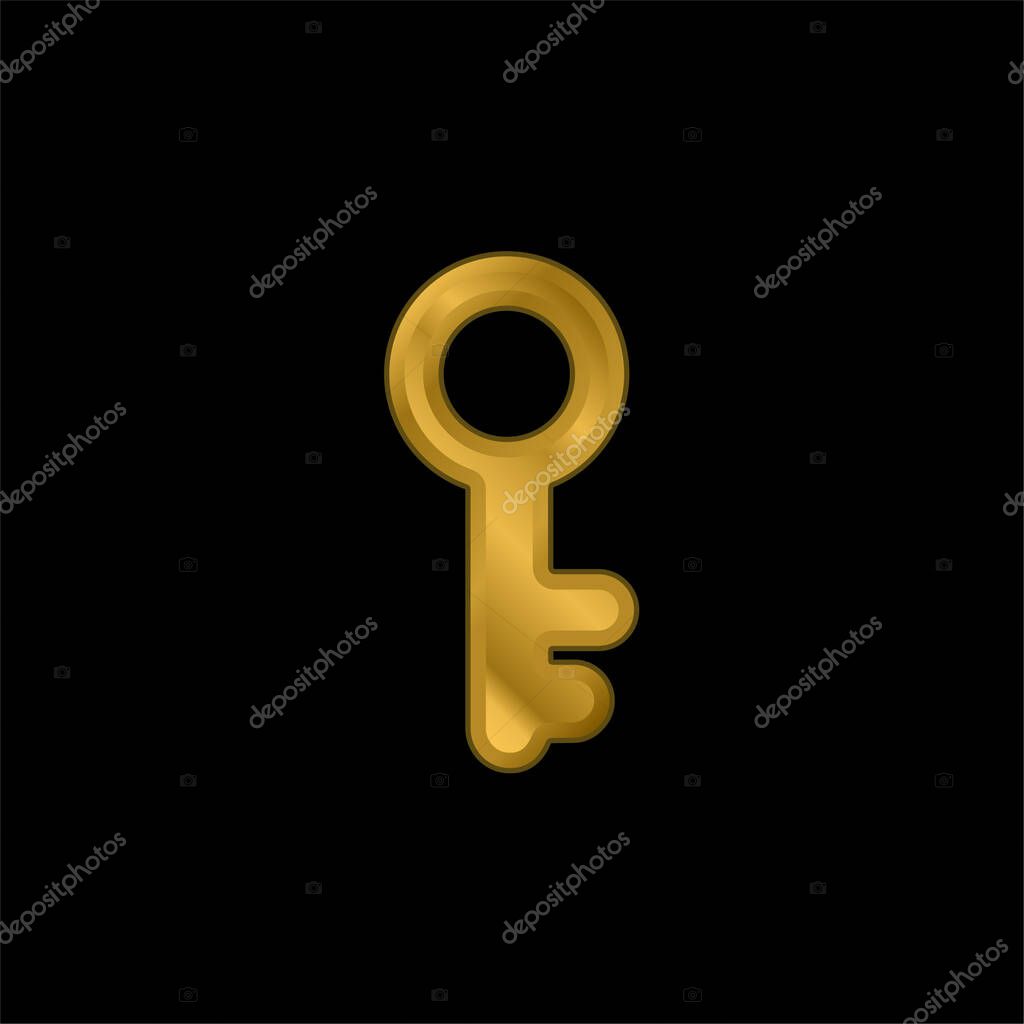 Antique Key gold plated metalic icon or logo vector