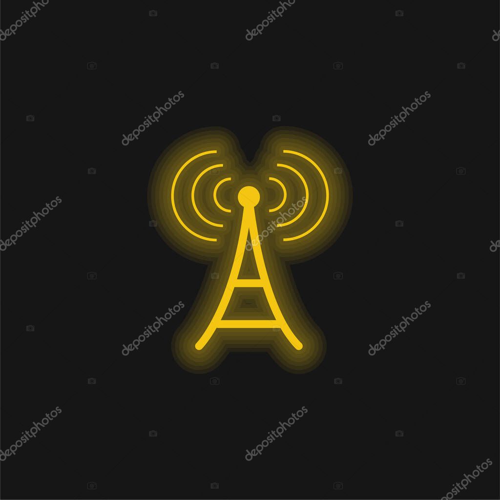 Antenna yellow glowing neon icon