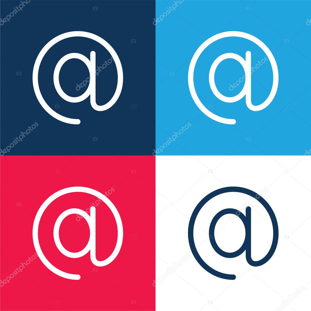 At Symbol blue and red four color minimal icon set