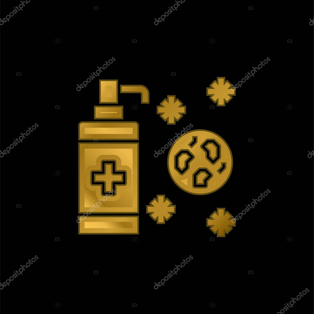 Antiseptic gold plated metalic icon or logo vector