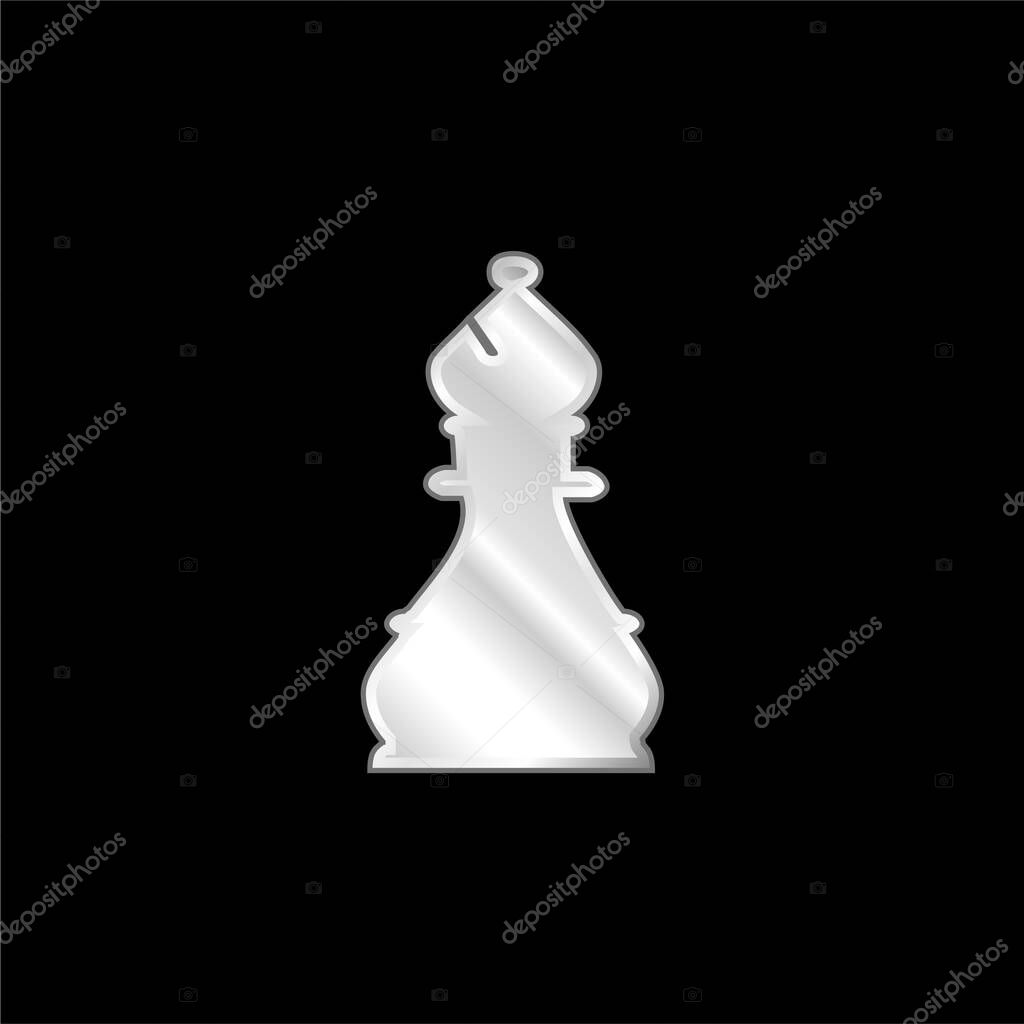 Bishop Chess Piece silver plated metallic icon