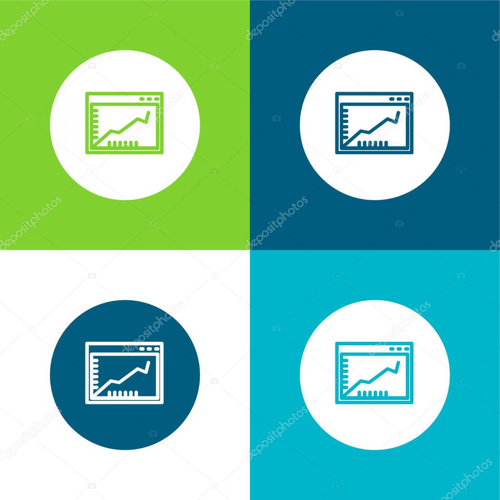 Ascendant Line Graphic On A Browser Window Inside A Circle Flat four color minimal icon set