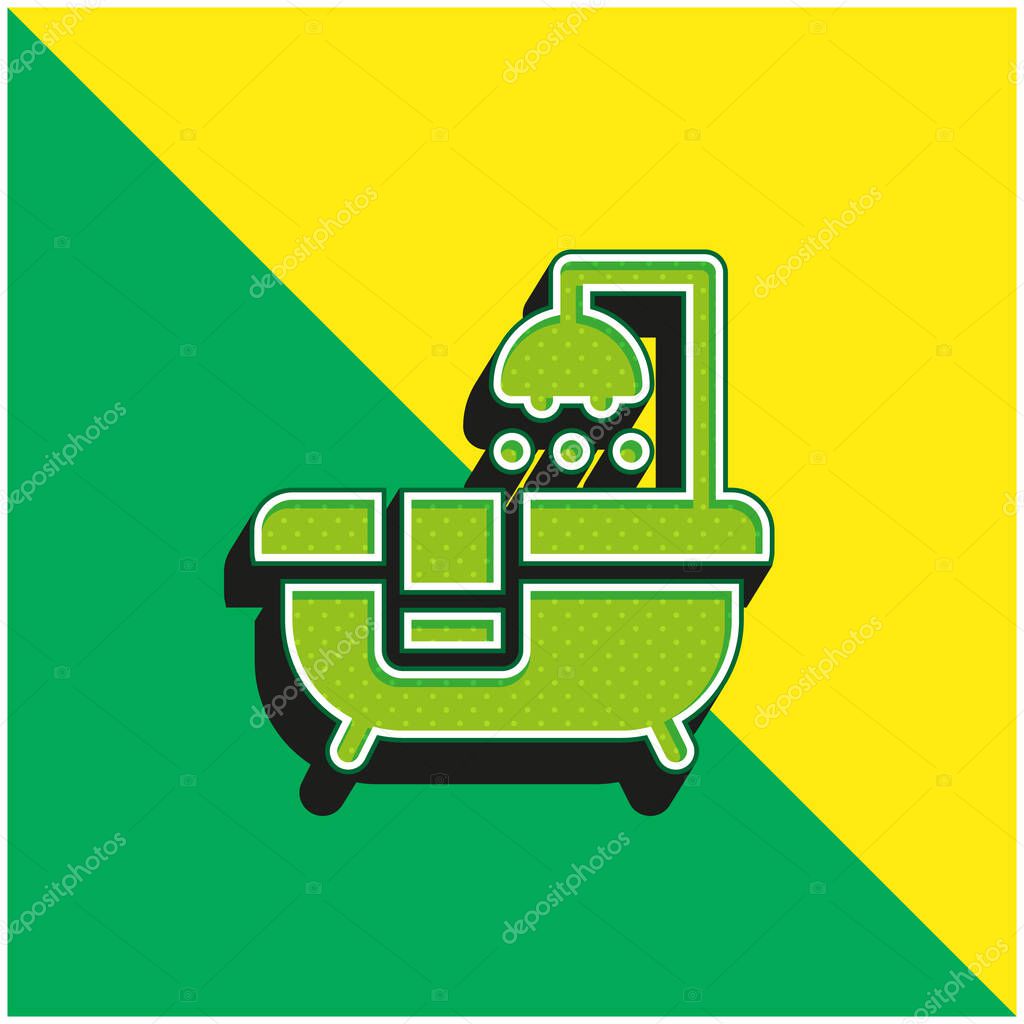Bathtub Green and yellow modern 3d vector icon logo