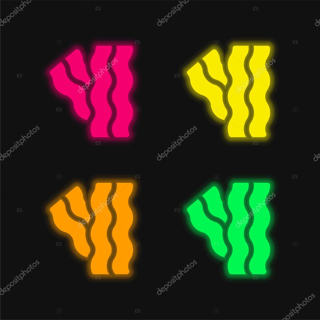 Bacon four color glowing neon vector icon