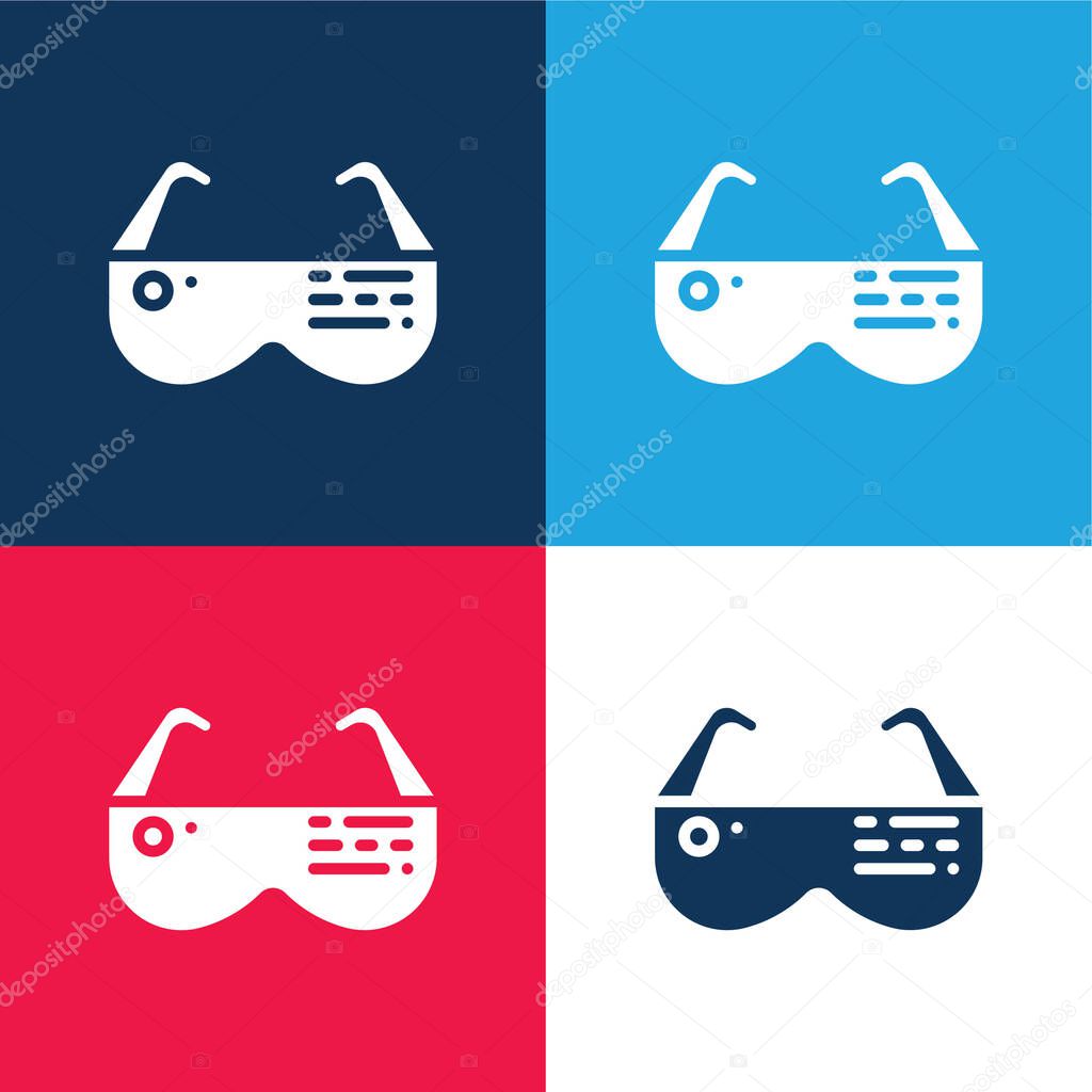 Ar Glasses blue and red four color minimal icon set