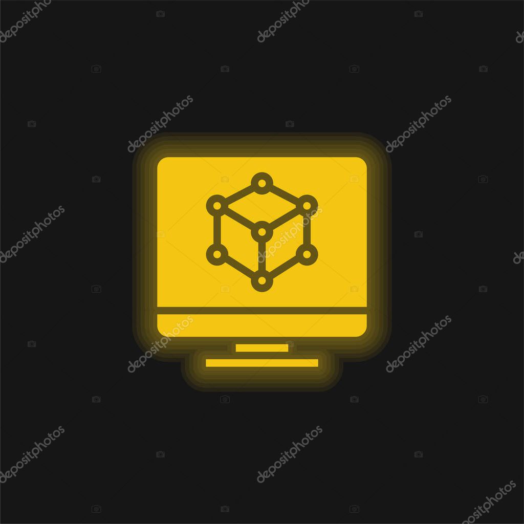 3d Modeling yellow glowing neon icon