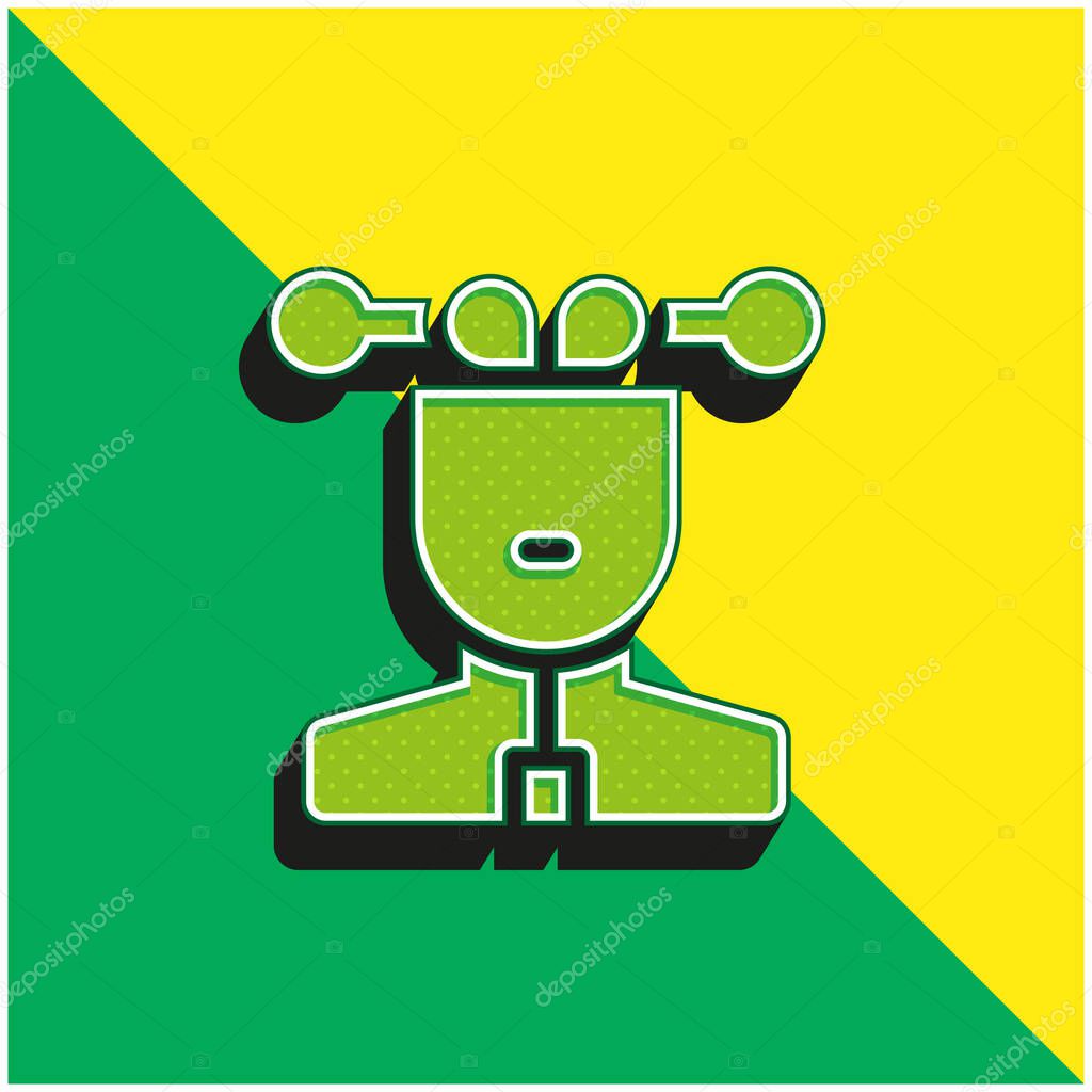 Artificial Intelligence Green and yellow modern 3d vector icon logo