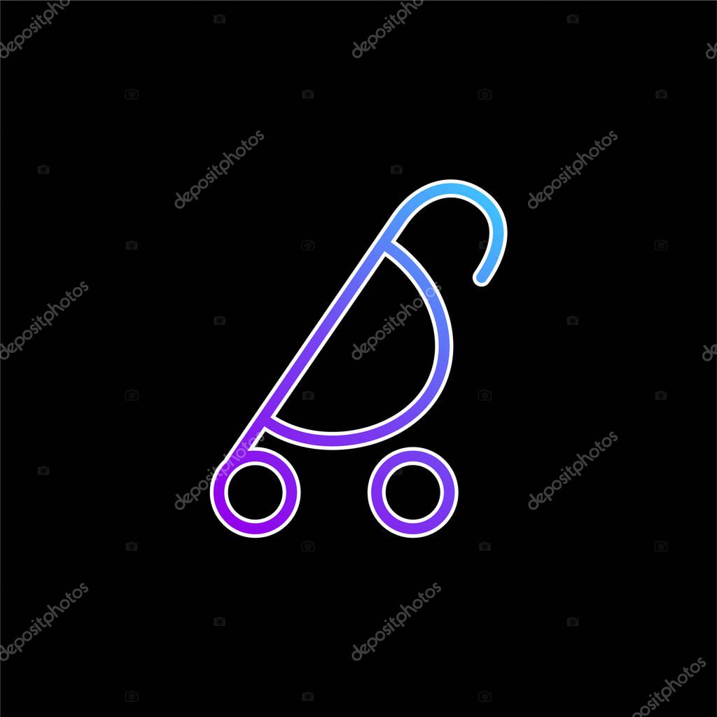 Baby Stroller Of Rounded Design Side View blue gradient vector icon
