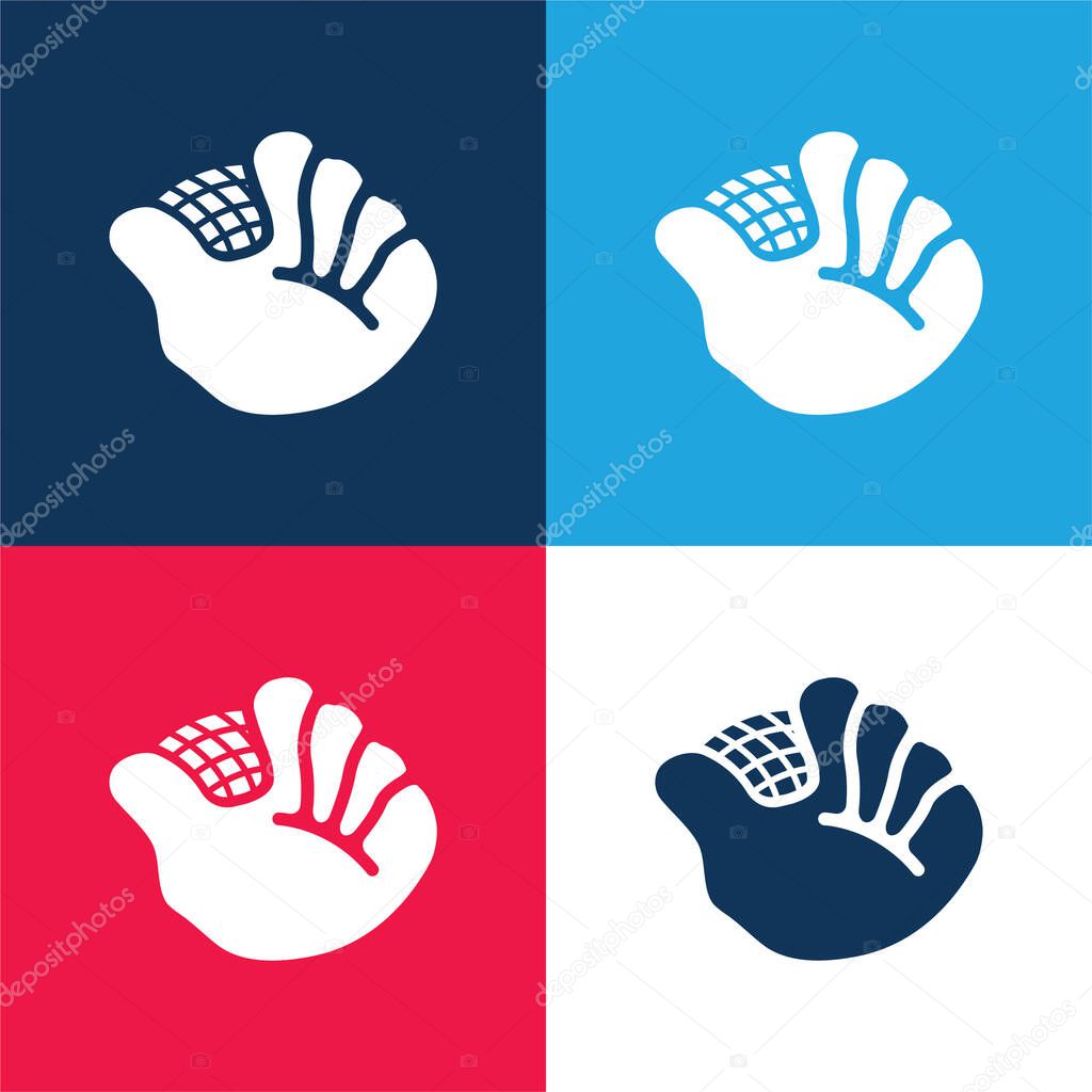 Baseball Glove blue and red four color minimal icon set