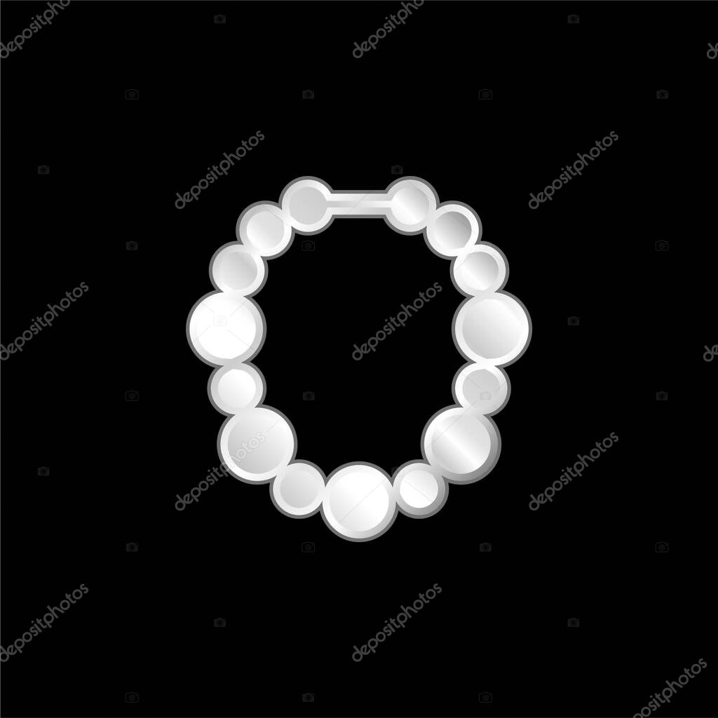 Beads silver plated metallic icon
