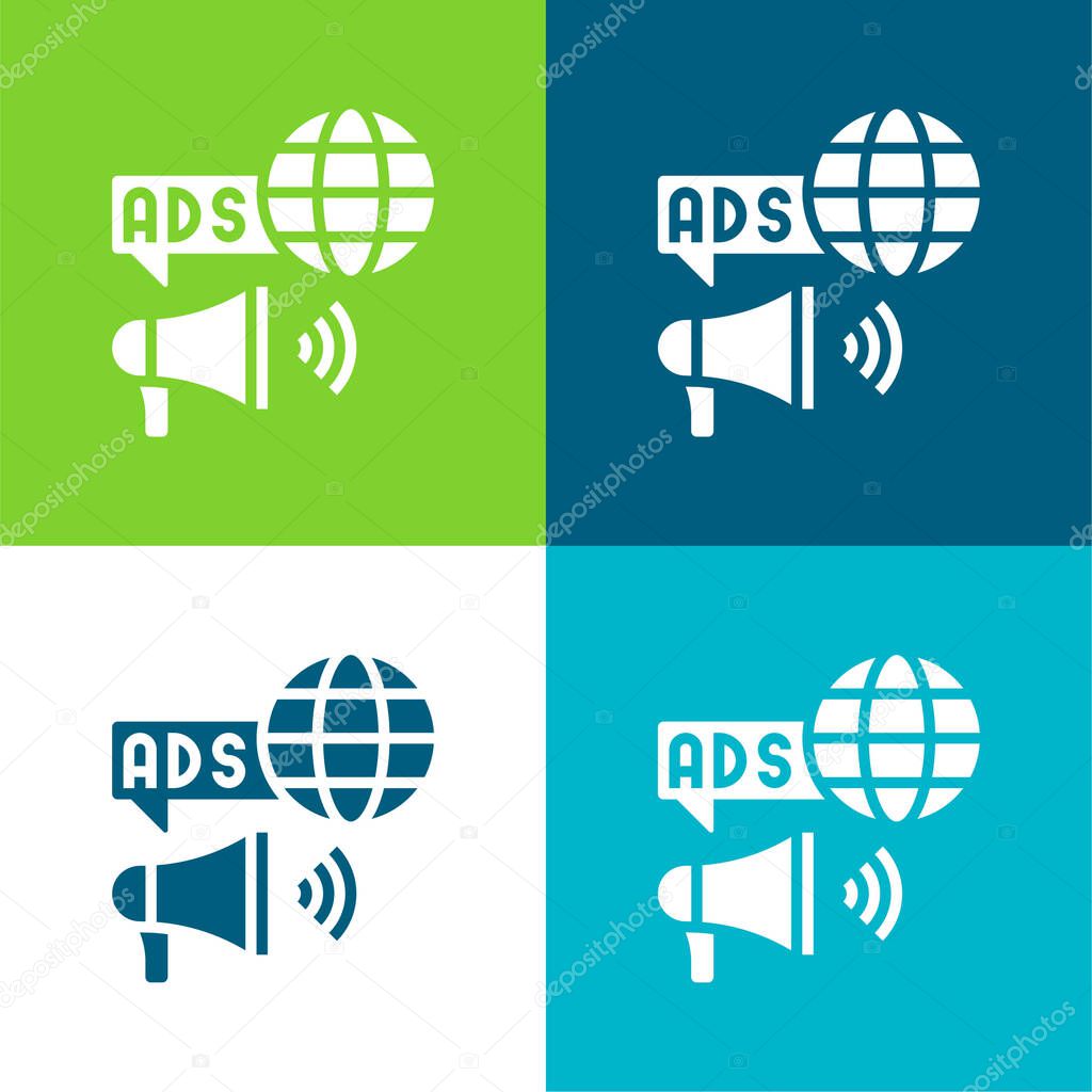 Advertising Flat four color minimal icon set